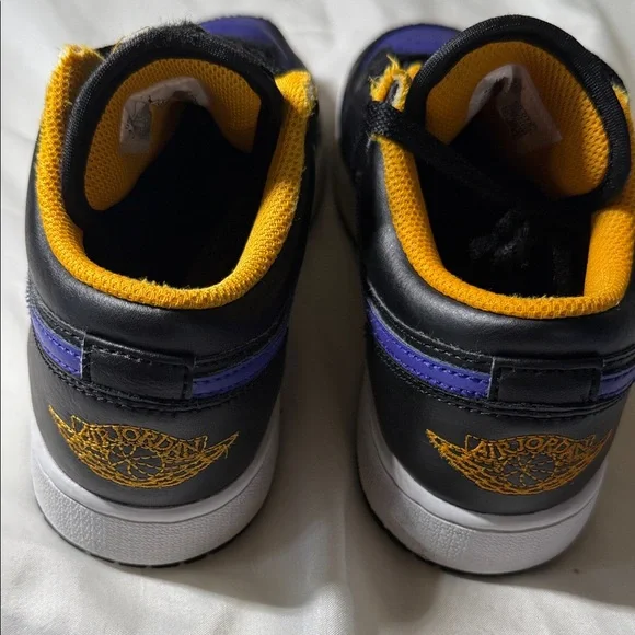 Nike Air Jordan Low Black, Purple and Yellow Sneakers Big Boy 4.5Y - Picture 4 of 8